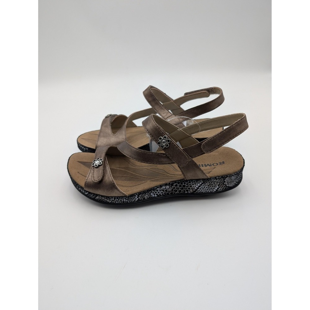 Romika Shoes Womens Size 6.5 Brown‎ Slingback Sandals Comfort Medallion 11054 - Picture 2 of 8